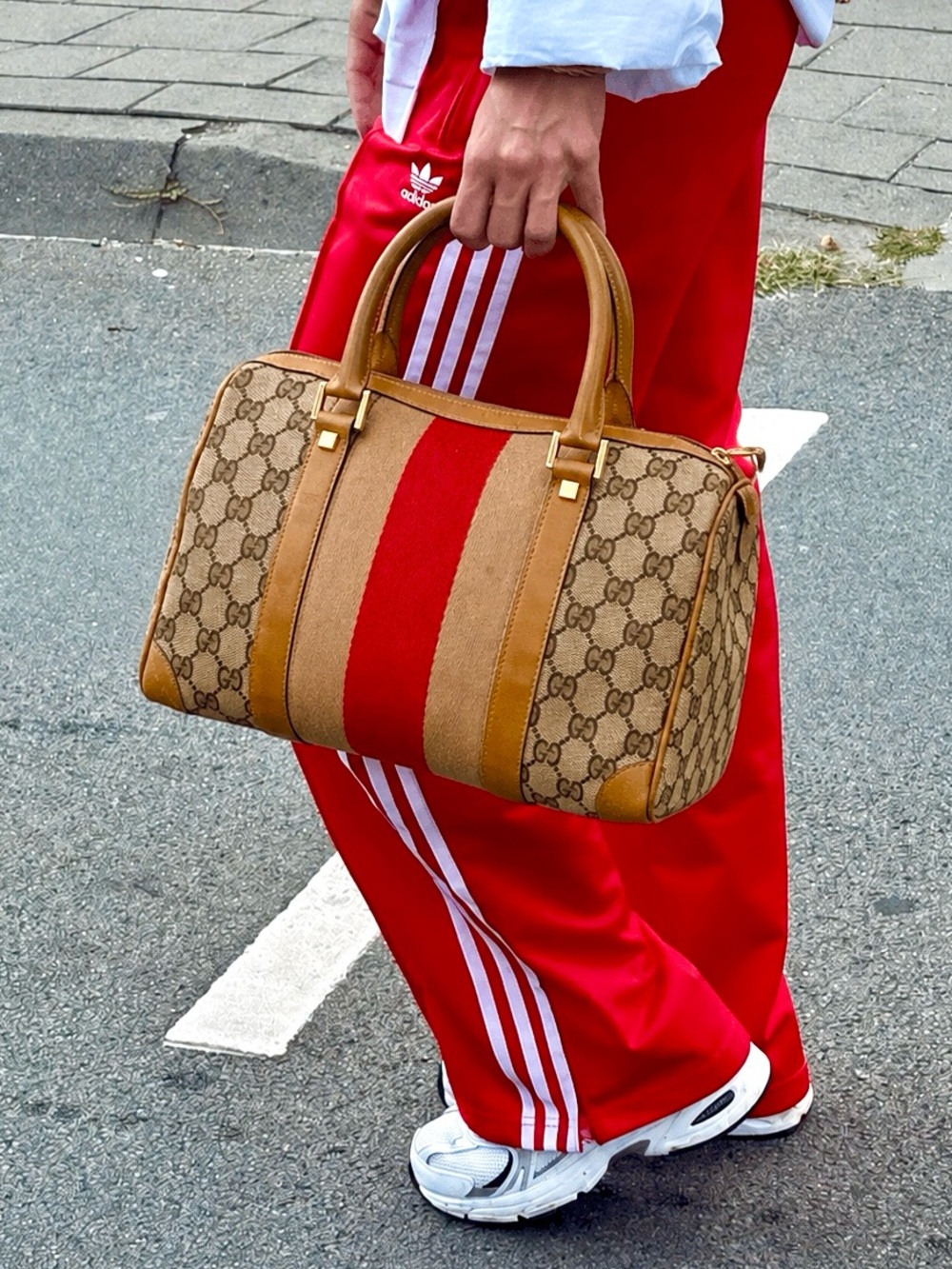 GUCCI SHERRY LINE CANVAS MINI BOSTON TOP HANDLE LEATHER GG TOTE TRAVEL PURSE BAG